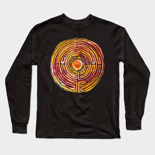 Watercolor Labyrinth Long Sleeve T-Shirt by Heartsake